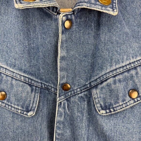 VTG Denim Jacket Western Preppy Jeans Pocket sz L Unisex - Picture 6 of 13